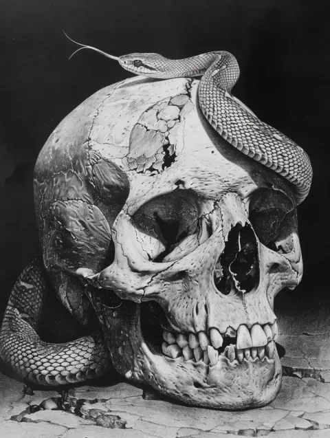 Realistic Skull with Snake