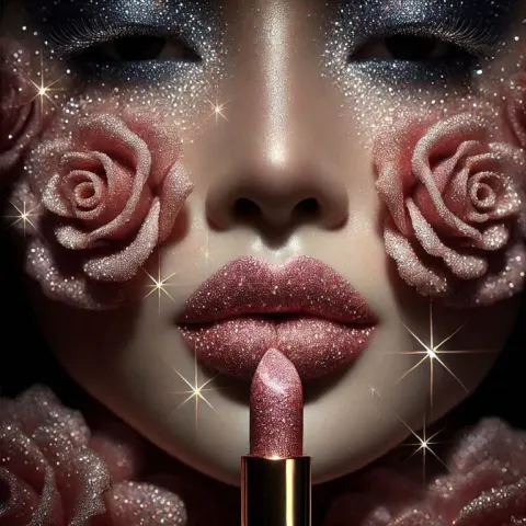 Stunning Lipstick Rose Glittering Moonlight