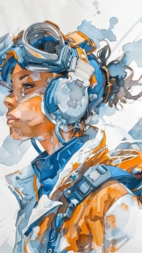 Futuristic Japanese Woman Greg Tocchini Watercolor