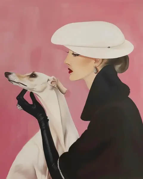 Elegant Greyhound Oil Portrait
