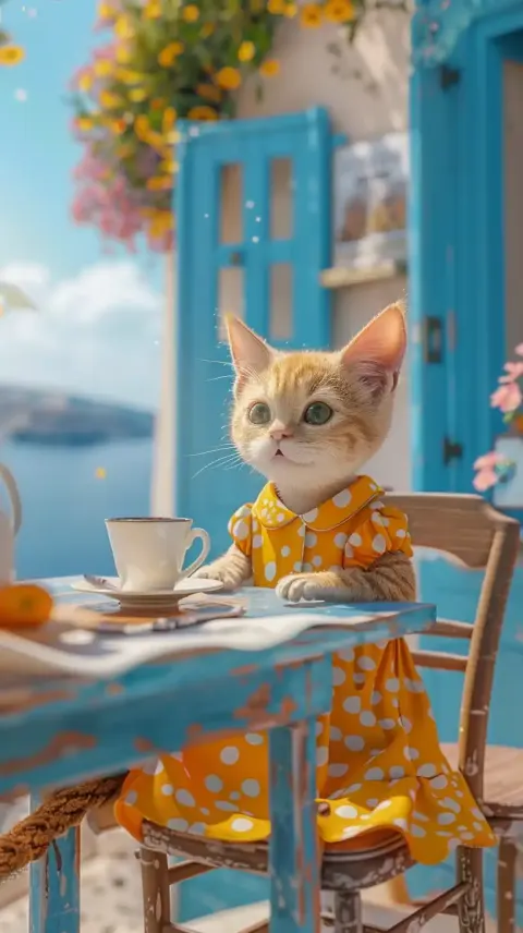 Cat in Yellow Sundress