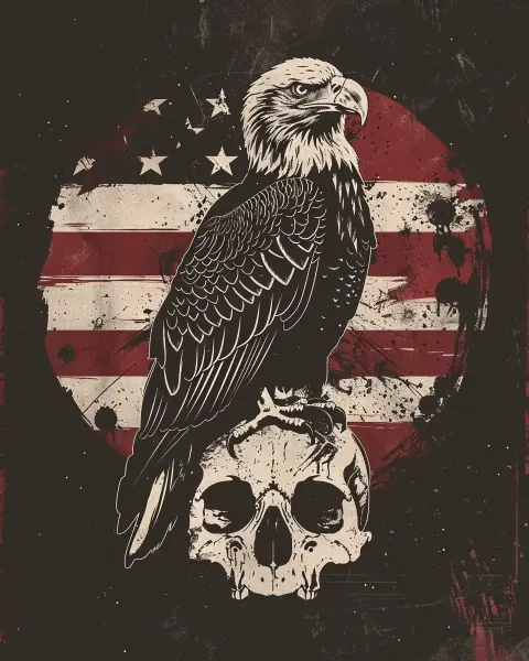 Graphic Eagle on Skull