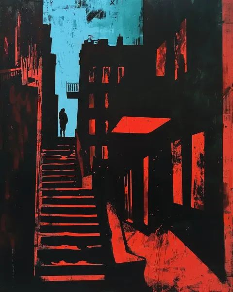 London Night Lithograph Brutal Tension