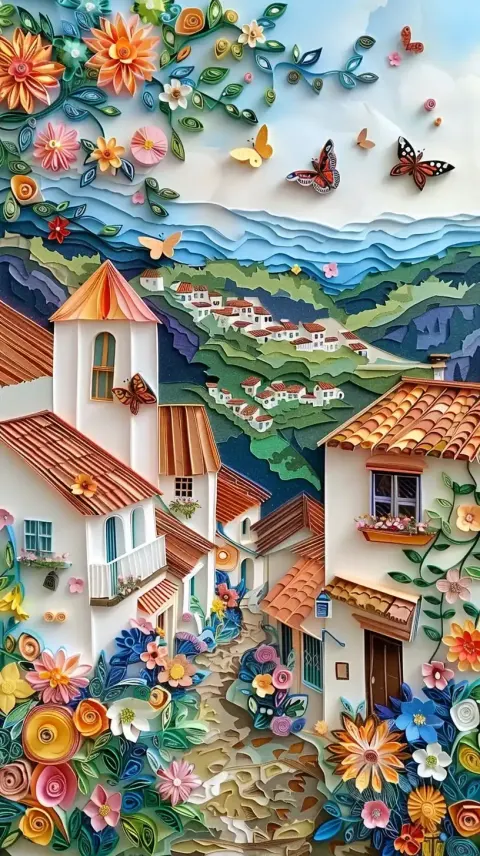 Pastel Spanish Village Quilling