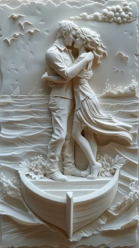 Bas-Relief Modern Couple on Boat