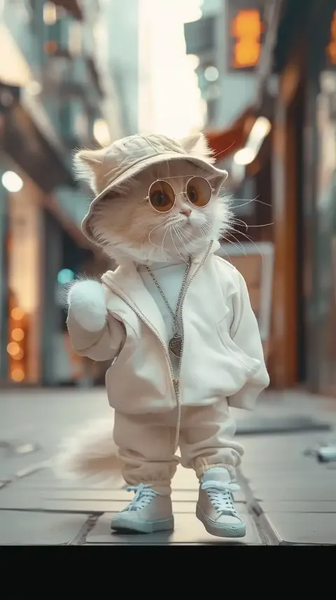 Fashionable Cat in Seger Style