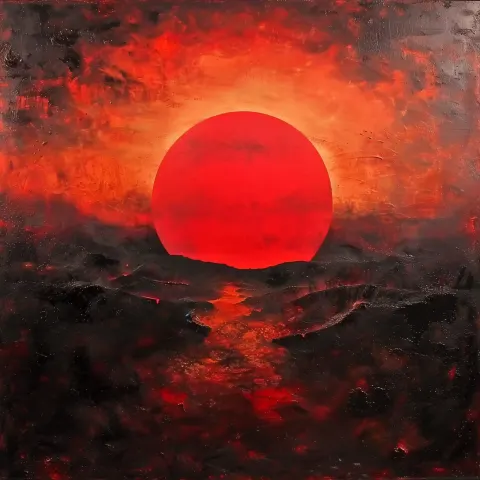Crumbling Sunset in Red