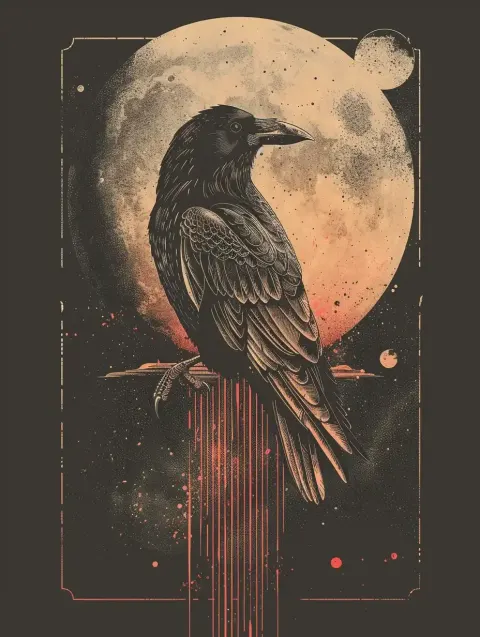 Vector Crow  Moon