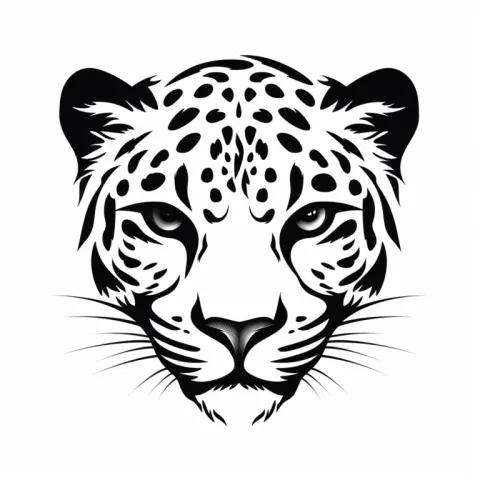 Minimalist Snow Leopard Eyes Vector Logo in Black and White