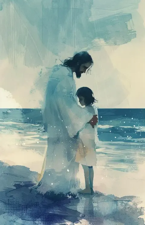 Anime Christ Embracing Child