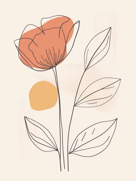 Minimalist Flower and Leaf