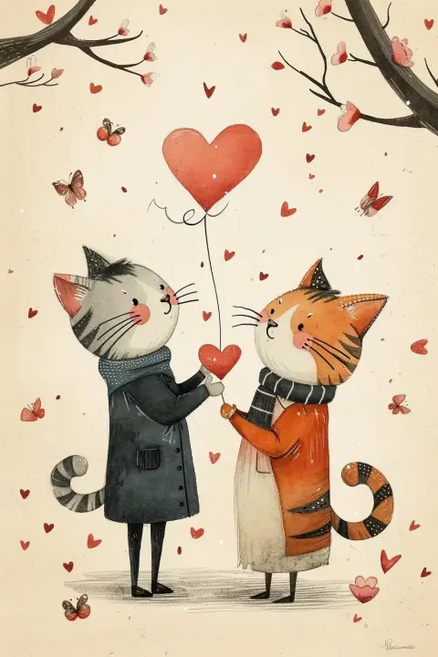Whimsical Valentine Animal Couples