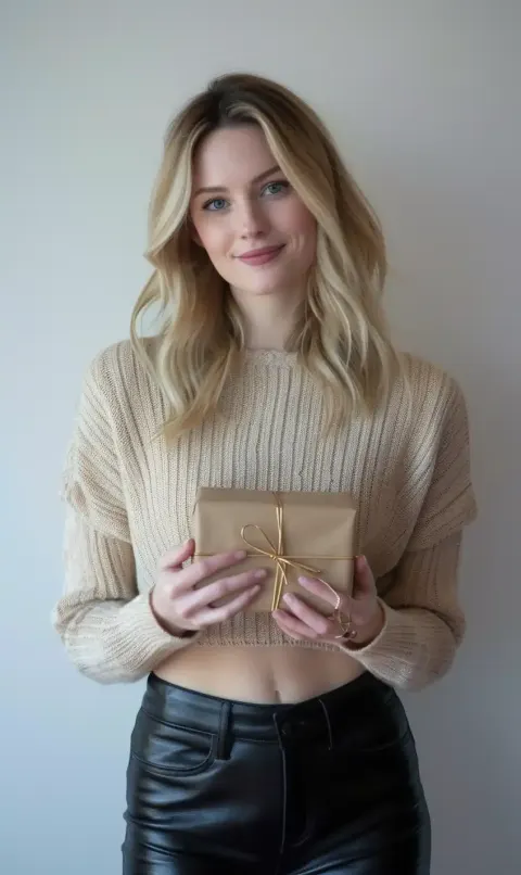 Blonde Woman with Gift