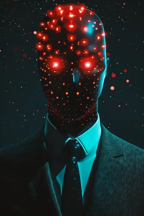 Decaying Masked Figure Symmetrical Polkadot Portrait