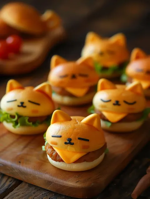 Sculpted Cat Face Burgers