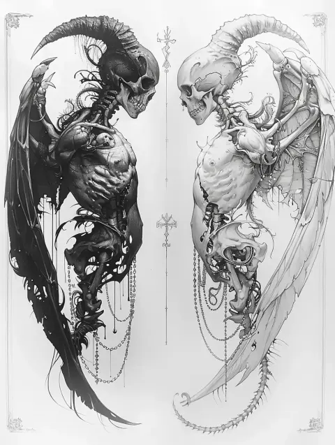 Realistic Angel Demon Sketch