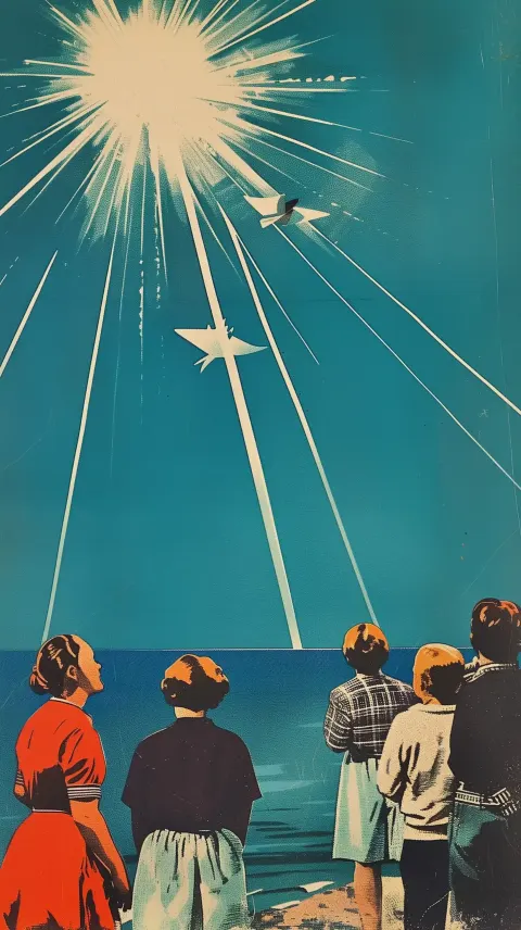 Vintage Sky Gazers Block Print