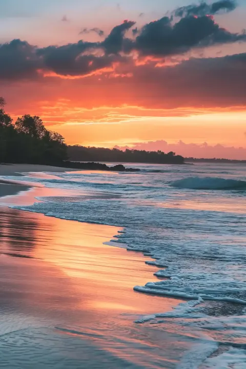 Tropical Bay Sunset Surf