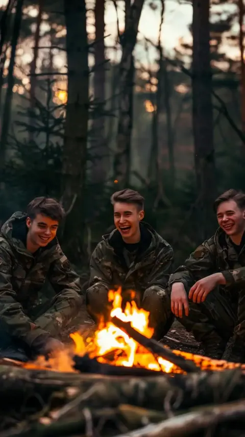 Dutch Army Boys Bonfire