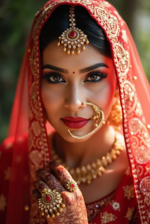 Stunning Indian Bride Portrait with Mehndi