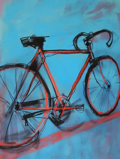 Minimalist Bicycle in Oil Pastel