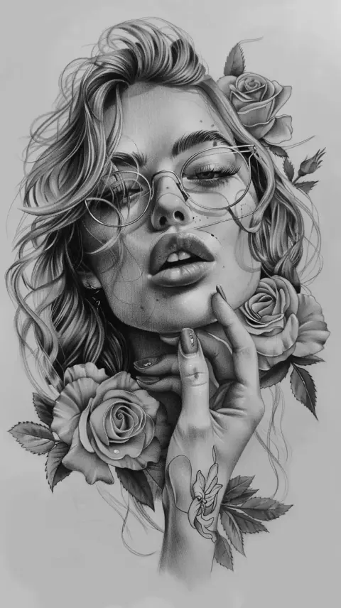 Monochrome Lady with Glasses