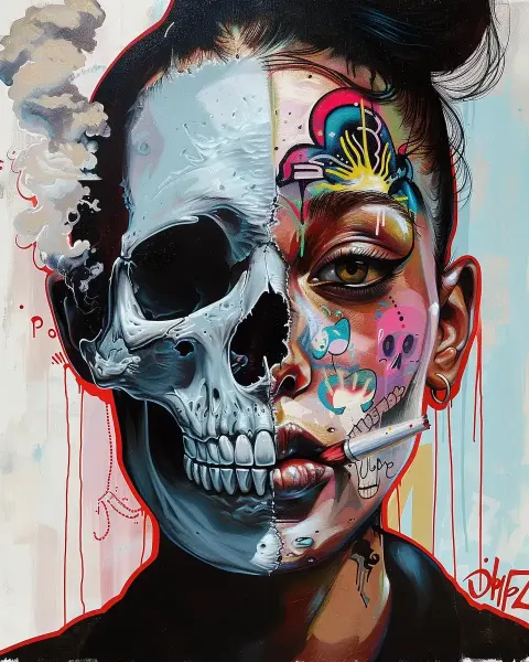 Graffiti Female Skull Art