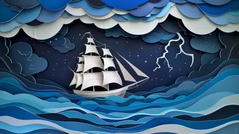 Layered Ship in Storm