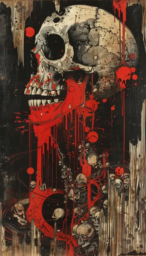 Dark Fantasy Lithograph Psychedelic Tethered Minds
