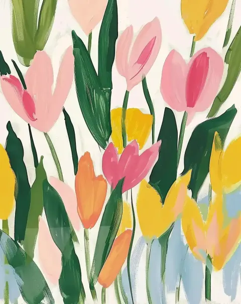 Matisse-Inspired Abstract Tulips