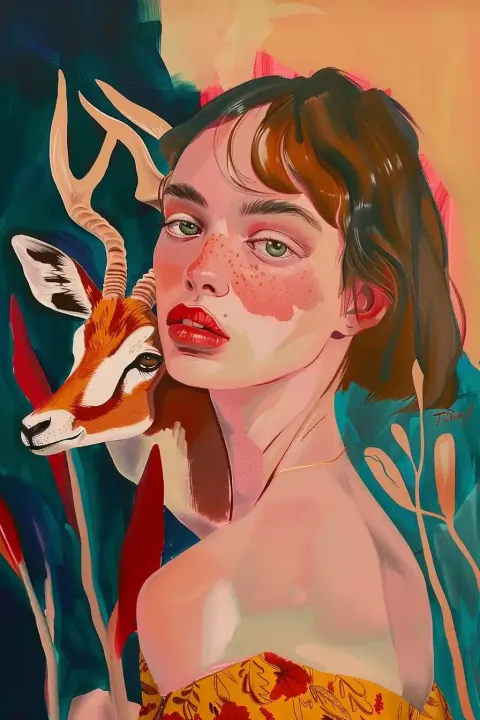 Gouache Gazelle Portrait