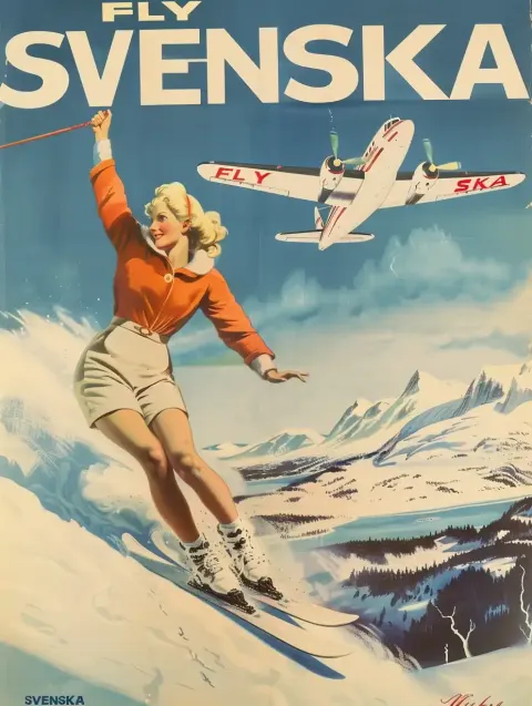 Vintage Swedish Ski Poster