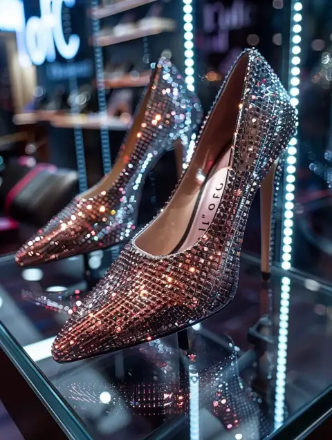 Metallic Spiked Heels Display
