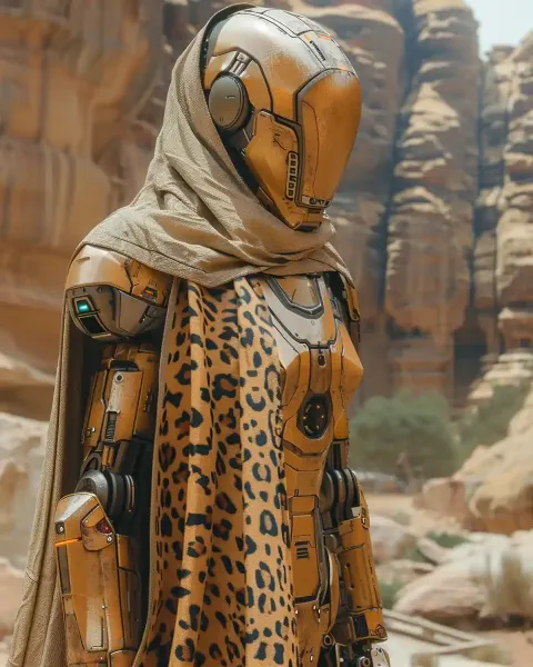 Tan Mecha Leopard Cyberpunk