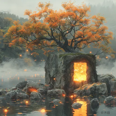 Asphodel Topiary and Ifrit Fluorescent Fantasy Collage
