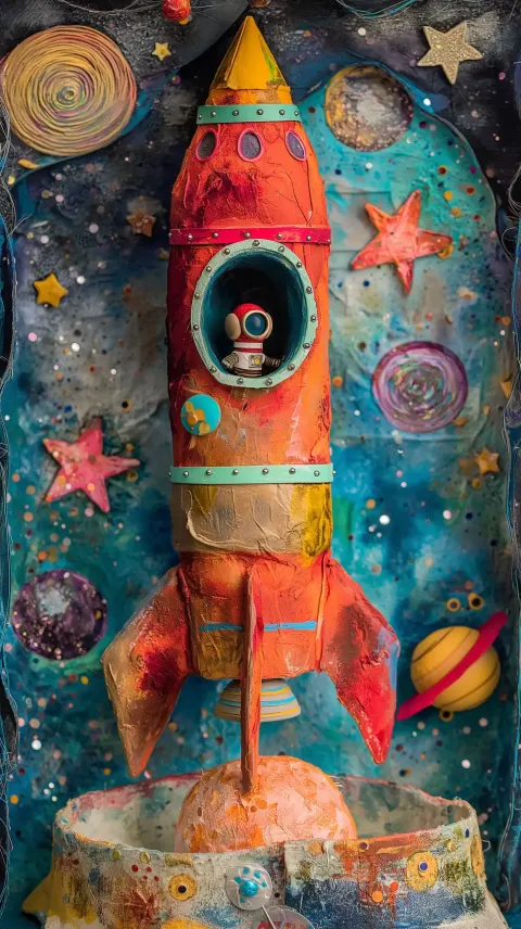 Whimsical Rocket Landing Scene