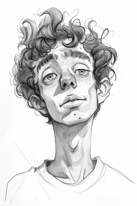 Caricature Teen Portrait Sketch