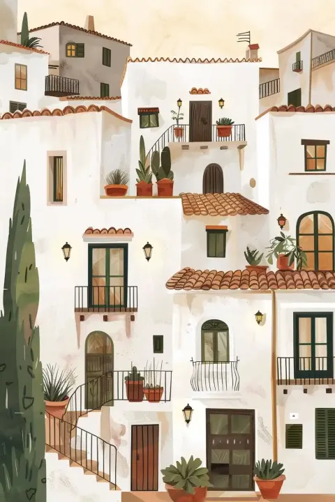 Italian Town Sunset Print