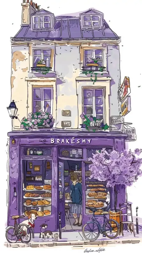 Cute Bakery Scene Hand-drawn
