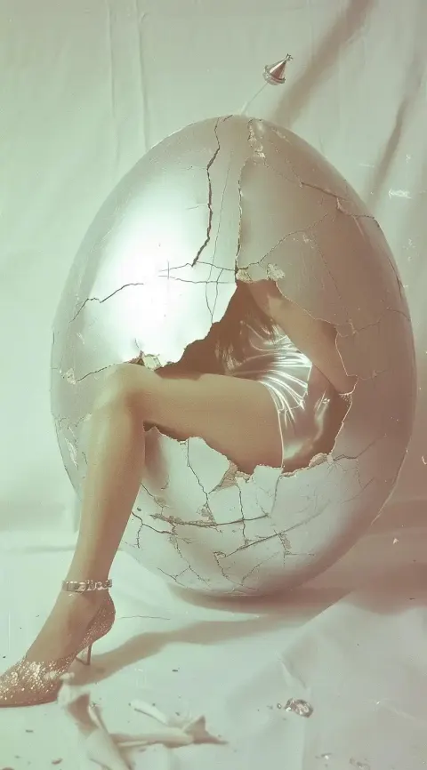 Surreal Egg Cracks Abstract