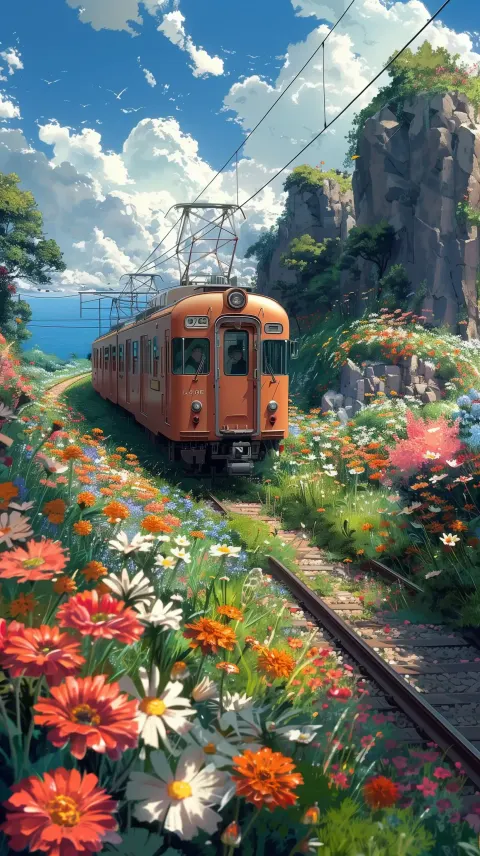 Cartoon Metro in Floral Meadow