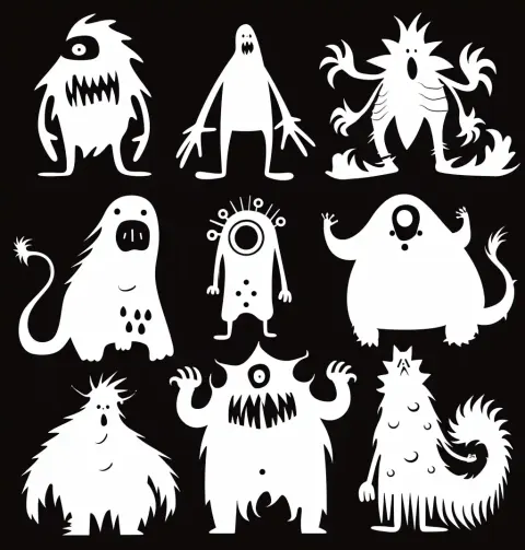 Flat Monster Poses Collection