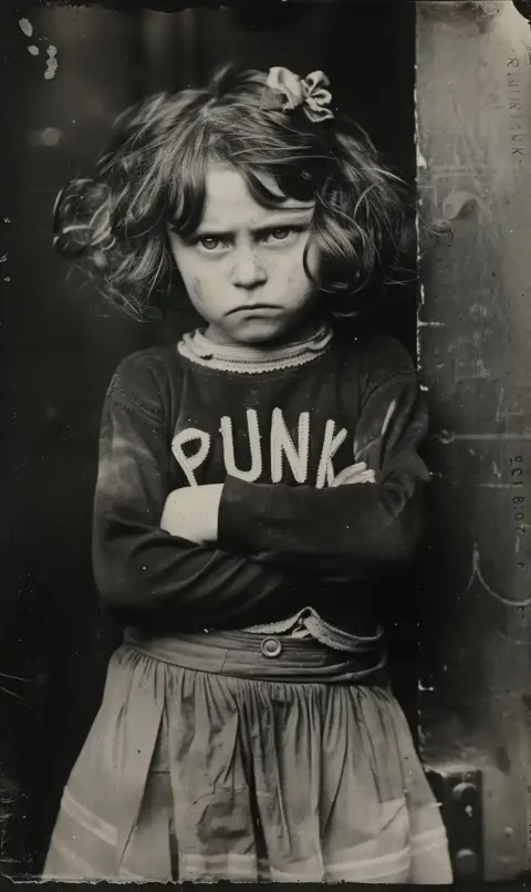Defiant Punk Girl - 1910 BW Photo