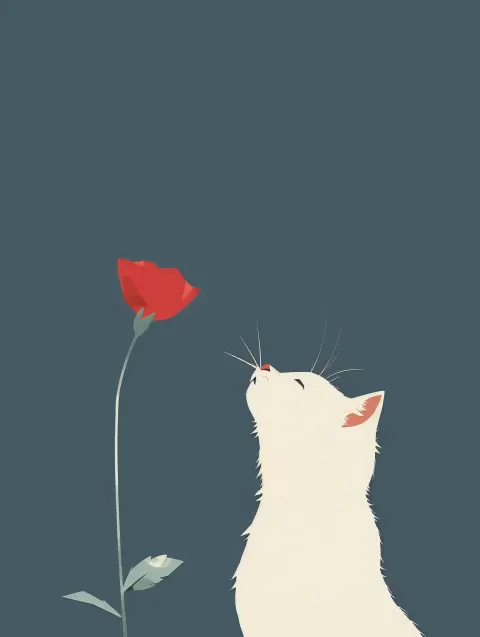 Minimalist Cat  Flower