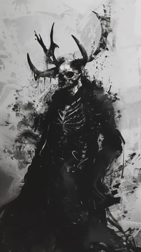 Monochrome Demon Skull