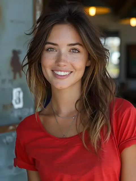 Black-Haired Girl in Red Shirt