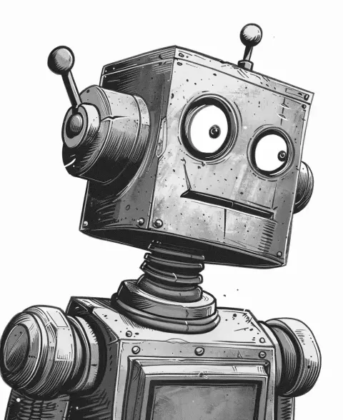 Classic Robot Face in 1930s Disney Style