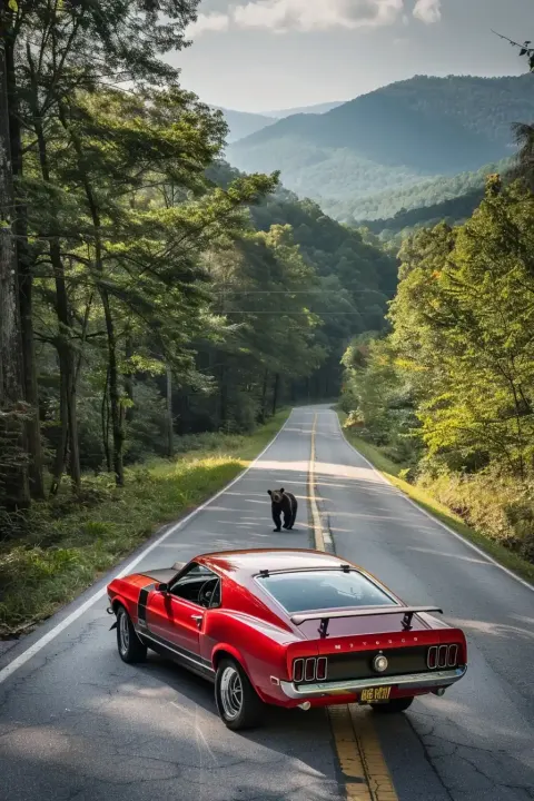 Realistic Bear and Mustang