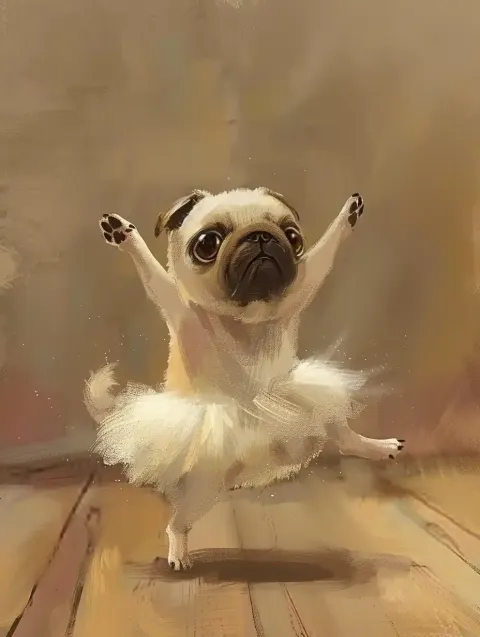 Rough Sketch Pug Ballet