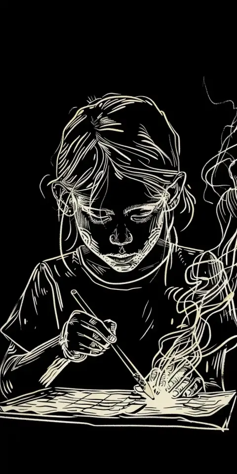 Minimal Matchstick Girl Sketch